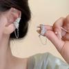 Pendientes de clip con borla de mariposa de circón para mujer, ligeros, de lujo, con diseño de nicho, sin orejas, con clip de hueso para la oreja, de moda, de alta gama