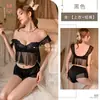 Kamai Xue Sexy Seda de Hielo Cómodo Escote en V Profundo Camisola Encaje Conjunto Francés Corto Ropa de Casa Pijama 2222