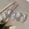 Adesivos de Arte para Unhas em Relevo Jardim de Rosas Gradiente Alto Padrão Rosa Borboleta Flor Francesa Adesivo para Unhas Decoração