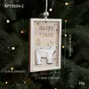 Nuevo colgante de madera con forma de alce, de peluche cuadrado, para árbol de Navidad, decoración colgante.