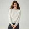 Suéter de tricô gola redonda em cashmere para mulheres, novo suéter texturizado versátil para o início do outono de 2026
