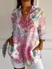 Camisa de manga de siete puntos con hombro descubierto para mujer transfronteriza, tendencia de verano europea y americana, estampado floral, impresión 3D