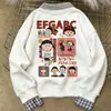 Sudadera de Dibujos Animados Estilo Ins con Estampado, Falsa de Dos Piezas, Cuello Polo, para Mujer, Invierno 2025, Dulce Moda, Estilo Coreano