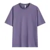 Nova Camiseta Sorona de Manga Curta 260g, T-shirt de Cor Sólida Antibacteriana de Manga Curta para o Verão, Gola Redonda Solta de Seda Ice