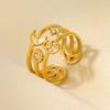 Anillo Abierto de Diamante de Acero Inoxidable 304 Moda Europea y Americana Estilo Frío Simple Baño de Oro de 18K Anillo Joyería en stock