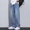 Jeans de Sarja Lavada Vintage de Comércio Exterior Masculino Primavera e Outono Novos Calças Casuais Longas Masculinas de Perna Reta Soltas Marca Americana Tendência