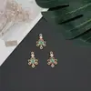 Colgante Doble de Zircón Rojo con Patrón Retro de Conservación de Color de Alta Gama Vintage Accesorios para Pasador de Cabello Estilo Chino Hanfu Pendientes Hechos a Mano para DIY
