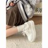 Jin Mi Invierno Forrado de vellón Grueso Dos Algodón con Cordones Zapatos de Mujer 2024 Nuevos Zapatos Blancos Suela Gruesa Zapatos Casuales de Plataforma para Mujer