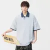 Camisa Polo de Cuadros con Solapa Falsa de Dos Piezas para Hombre de Manga Corta 2026 Top de Media Manga Camisa Polo Falsa de Dos Piezas para Hombre