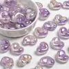 Cuentas de Corazón de Zircón Dingyi Luna Fría Chapado en Metal Cuentas de Resina con Forma de Corazón Agujero Pasante Cuentas Sueltas DIY Cadena de Teléfono Móvil Accesorios de Joyería