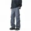 Novas calças cargo de trabalho estilo americano resistentes a rugas, marca de moda high street, calças casuais de corte reto soltas para primavera e outono, bege