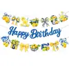 Ba511 Banner Guirnalda de Cumpleaños Limón Azul y Blanco 3 Banderines Azul y Blanco Porcelana Tema de Fiesta Limón Banderines Colgantes