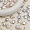 Amor Pérola de Água Doce Barroca Natural Borda Dourada Pérola em Forma de Coração de Pêssego Pingente DIY Brincos Acessórios de Joias