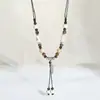 Estilo Étnico Retro Cerámica Accesorios de Collar Joyería para Mujer Diseño de Nicho Versátil Cadena Larga para Suéter Lujo Accesible y Sentido de Alta Gama