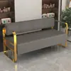 Sofá de peluquería moderno, silla de espera, salón de belleza, salón de belleza de lujo ligero, área de descanso, sofá largo de acero inoxidable