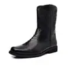 Botas Masculinas de Couro Versáteis de Cano Médio Transfronteiriças Botas Martin com Estampa Estilo Britânico Moda de Cano Médio Tendência Casual Botas de Couro