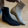 Botas de Cano Curto Apontadas Dopamina Tamanho Plus 5cm+ Primavera/Outono 2026 Para o Trabalho Emagrecedoras Estilo Europeu Botas de Cano Curto Estilosas