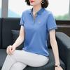 Camiseta de manga corta para mujer verano 2021 Nueva camisa polo deportiva con solapa para madres de mediana edad top holgado talla grande para mujer