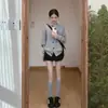 Cárdigan casual de manga larga gris estilo coreano, nuevo modelo de otoño, súper elegante, holgado, casual, chaqueta de punto versátil