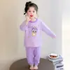 Conjunto de Ropa Interior Infantil, Otoño e Invierno Lindo Dibujo Animado Suave Transpirable Pijama Base para Niños y Niñas, Ropa de Otoño y Pantalones Largos Conjunto de Dos Piezas