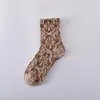 Meias de Comércio Exterior Transfronteiriças Femininas Meia-Panturrilha Outono e Inverno Estilo Palácio Literário Marrom em Relevo Floral Meias Femininas