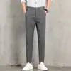 Pantalones de hombre de alta gama para primavera y otoño, pantalones cropped para adolescentes, pantalones casuales versátiles de corte recto slim-fit, modernos, profesionales