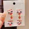 Pendientes Ankela Aguja de Plata Circonita Caballo Rojo para el Año del Caballo, Pendientes de Lujo Ligero de Gama Alta, Elegantes y Modernos Accesorios de Oreja para Mujer
