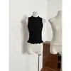 Chaleco de Punto con Temperamento de Chica Caliente de Deseo Puro Estilo Francés para Mujer, Nuevo Top Versátil de Verano sin Mangas de Corte Delgado