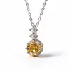 Collar con colgante de topacio natural con incrustaciones de plata 925 y amatista de cristal amarillo, de lujo y de alta calidad.