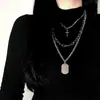 Estilo Cool de Celebridad de Internet Europea y Americana Harajuku Hip-Hop Collar de Tres Capas Cabeza de Belleza Moneda Bola de Metal Cadena de Estilo Callejero para Suéter