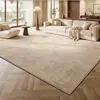 Tapete Sala de Estar Sem Lavar Estilo Wabi-Sabi Creme Tapete de Chão para Sofá Casa Luxo Leve Quarto de Luxo Tapete de Cabeceira Tianjin
