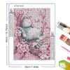 Pintura de Diamantes Punto de Cruz DIY Hecho a Mano Venta Caliente en Amazon Estilo Japonés Flor de Cerezo Rosa Gato Lindo Animal Sala de Estar