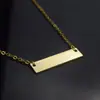 Colar de barra vazia pingente de barra horizontal de uma palavra corrente de clavícula retangular de aço inoxidável joia personalizada DIY nome ID