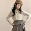 Camiseta interior básica para niña, nueva colección otoño/invierno 2026, elegante y cálida, con forro polar, botones, manga larga para niños mayores
