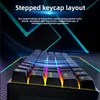 Teclado mecánico H61K, retroiluminación híbrida, teclas para gaming de laptop con cable, diseño minimalista