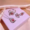 AliExpress novo conjunto de joias femininas de três peças com zircônia vermelha irregular joias de festa joias visuais TikTok