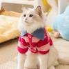 Roupa para Pet Gola Alta Listrada Lã de Cordeiro Roupa de Duas Pernas para Gatos Adultos e Filhotes para Aquecimento no Outono e Inverno para Filhotes e Gatos