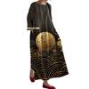 Outono 2025 Novo Moda Feminina Amazon Solto Gola Redonda Alto Padrão Impressão 3D Transfronteiriço Europeu e Americano Vestido