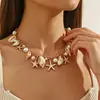Cadena para Clavícula de Concha de Verano Bohemio para Playa Viaje Costero de Nicho Collar con Colgante de Estrella de Mar Perla Artificial Caracola