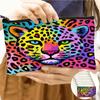 Color Labial Rojo Estampado Leopardo Bolsa de Cosméticos de Gran Capacidad Monedero Grande Bolsa de Almacenamiento para Artículos de Aseo Bolso de Noche para Mujer