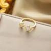Anillo Ladrillo de Diseño Nicho de Alta Gama Lujo Accesible para Mujer Moda Europea y Americana Creativo Zirconia Chapado en Oro Anillo Abierto Ajustable