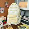 Serie Gradiente Bruma de Leche, Mochila Chica Dulce Azul Transparente Estrellada, Mochila de Alto Aspecto con Múltiples Compartimentos para Estudiantes de Secundaria y Preparatoria