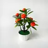 Taza de pastel nueva árbol frutal de 7 ramas planta en maceta artificial para Festival de Primavera y Año Nuevo decoración del hogar, planta falsa de fruta de la fortuna bonsái