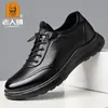 Zapatos de Cuero para Hombres Mayores, Nuevos Modelos de Primavera y Otoño, Zapatos Casuales de Piel de Vaca de Primera Capa para Hombres, Forro de Piel de Cerdo, Zapatos de Una Sola Suela Transpirables y Cómodos