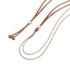 Puzo Cor Forte Que Mantém o Cor Cobre Banhado Areia Prateada Acessórios DIY Dupla Conta Cordão de Couro Café Corrente para Suéter Versátil Universal