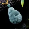 Autêntico Jadeíte Azul Água Gelo Colorido Completo Pingente Pavão Jade Exquisito Presente Fornecimento Ao Vivo Fábrica Atacado