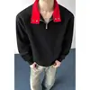 Colección Otoño 2026: Sudadera extragrande estilo Hong Kong con cuello de contraste, hecha de algodón de alta calidad, tallas M-5X, HW26678