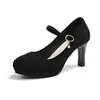 Sapatos de Plataforma Impermeáveis de Salto Alto para Mulheres, Salto Grosso, Bico Redondo, Novo Modelo de Moda Sapatos de Passarela, Sapatos de Trabalho para Boate, Sapatos de Salto Único para Mulheres