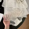 Tanga de Malla Patchwork de Encaje Satinado con Lunares para Mujer Sexy Transpirable Algodón Puro 10A Entrepierna Antibacteriana Ropa Interior de Cintura Media para Mujer
