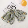 Nova corda de cabelo com laço de fita floral de chifone Anel de cabelo para rabo de cavalo retrô pastoral francês Corda de cabelo Acessórios de cabelo para mulheres